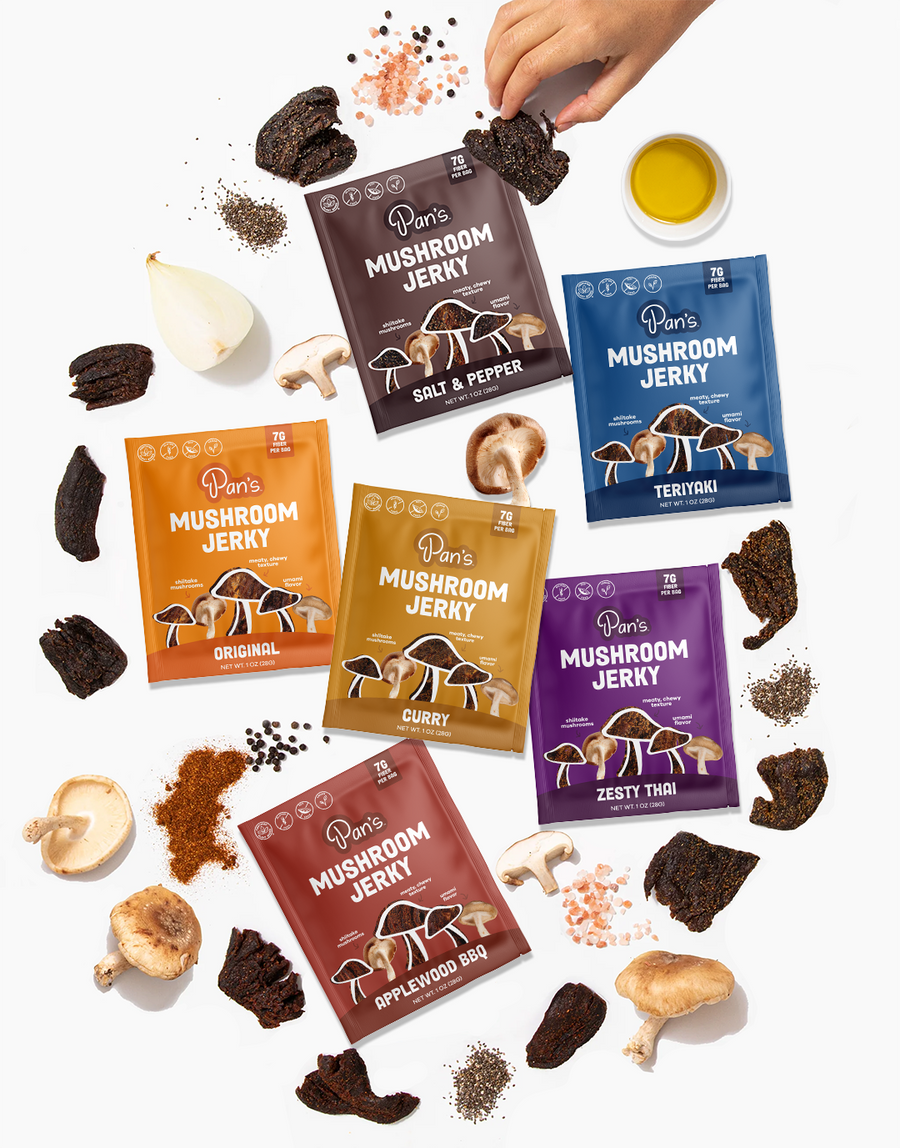 Pan's Mushroom Jerky Single Serve Sampler Pack T9
